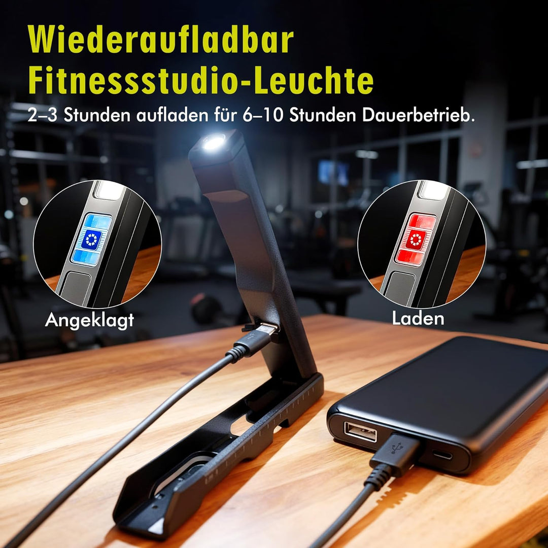 LED Magnet Posing Lampe Gym, USB Aufladbar Campinglampe, Batterie Hell Werkstattlampe, Akku Handheld