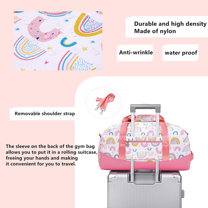 Lmwzh Kinder Sporttasche Reisetasche mitSchuhfach Turnbeutel wasserdichte Schwimmtasche(Regenbogenfa
