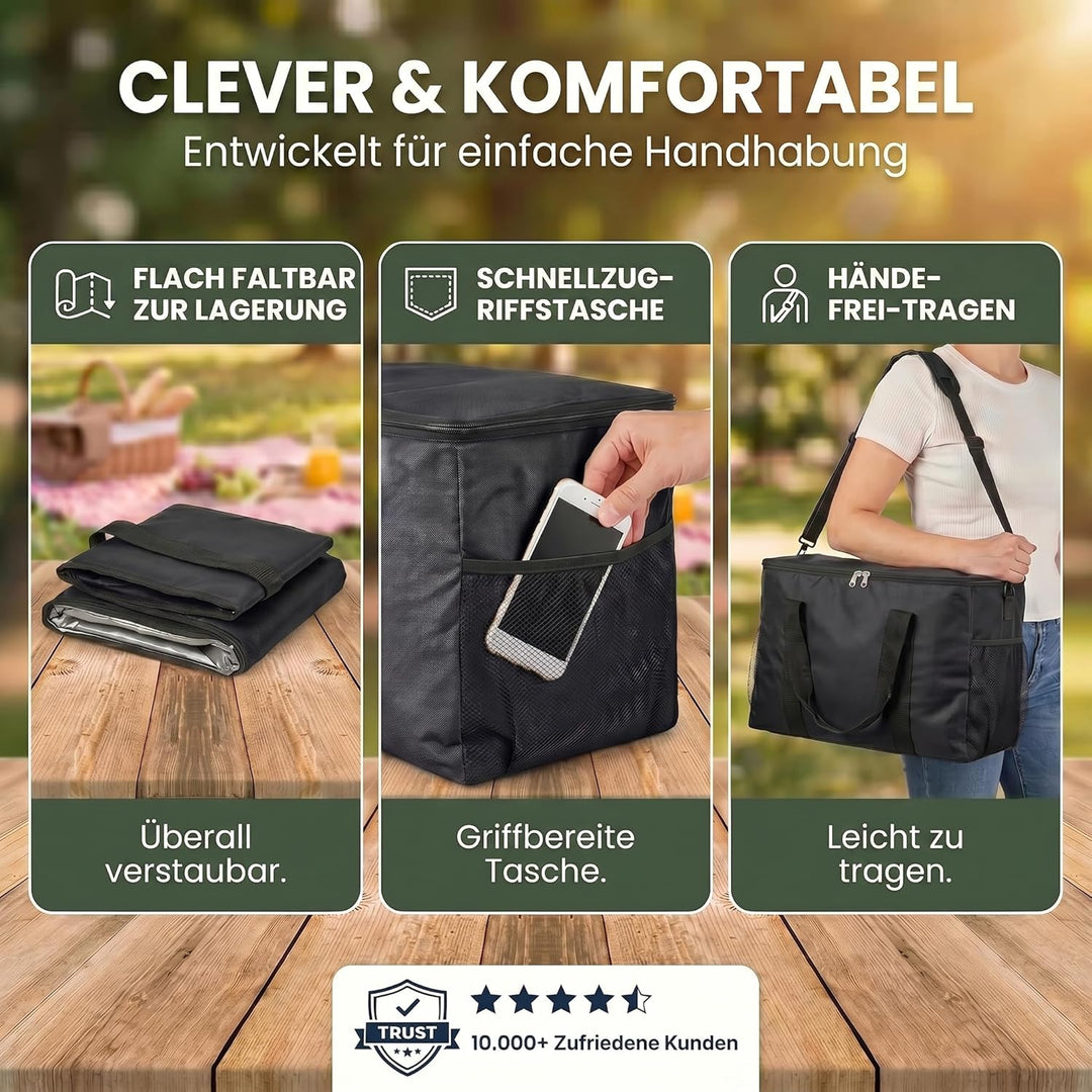 XXL Kühltasche iolierte Getränke & Snack-Tasche Isotasche Picknick-Tasche für Camping Reisen Urlaub