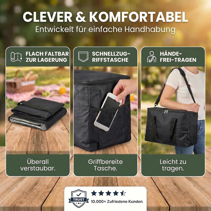 XXL Kühltasche iolierte Getränke & Snack-Tasche Isotasche Picknick-Tasche für Camping Reisen Urlaub