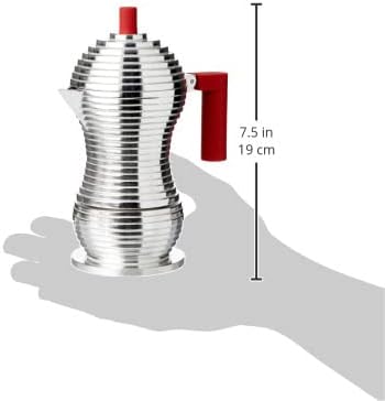 Alessi MDL02/1 R Kaffeekanne, Aluminium, rot, 7.5 x 10.5 x 13.5 cm Rot 7.5 x 10.5 x 13.5 cm Für 1 Ta