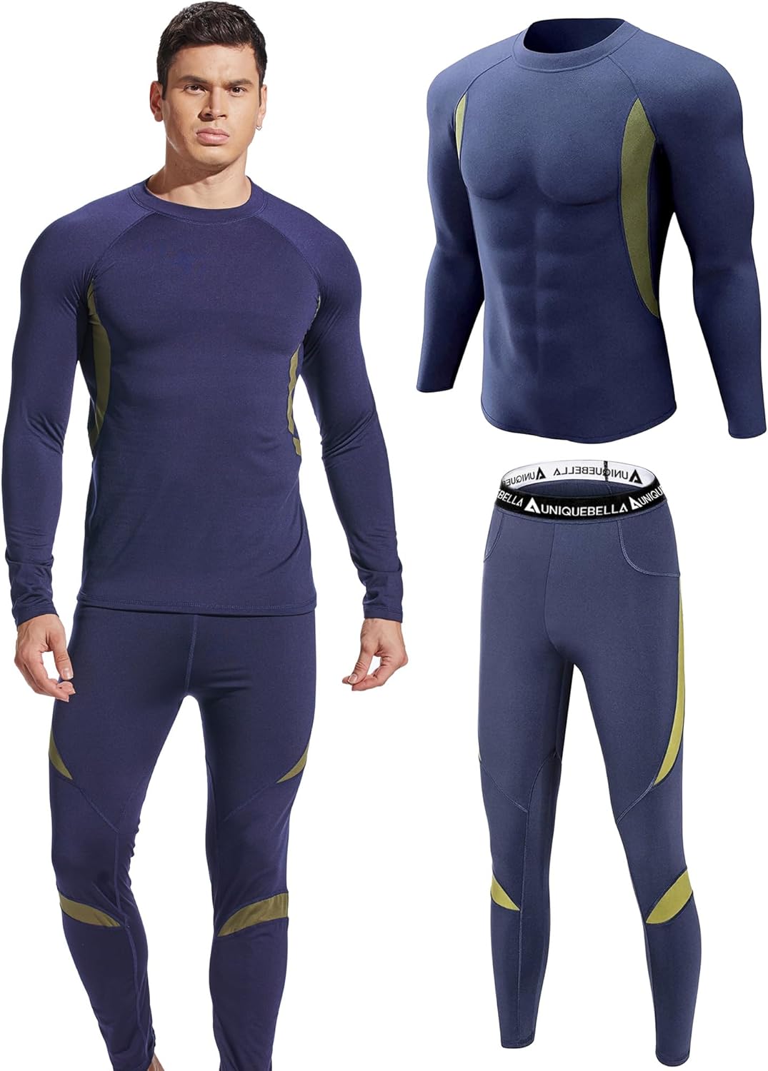 UNIQUEBELLA Thermo Unterwäsche Set, Funktionswäsche Herren Skiunterwäsche Winter Suit Ski Thermo-Unt
