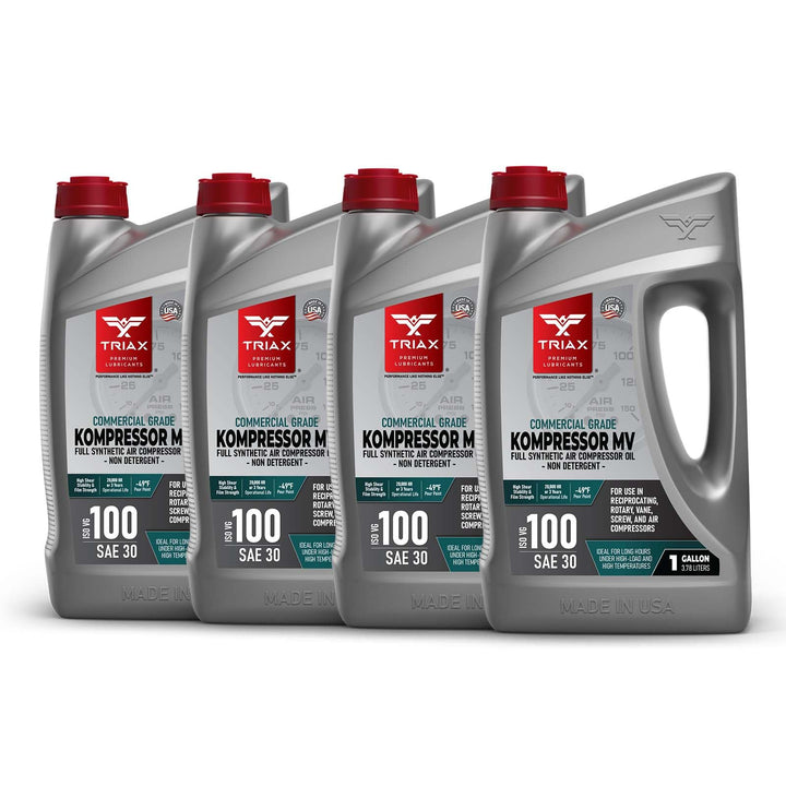 TRIAX Kompressor MV ISO100 (SAE30) – Vollsynthetisches Kompressor‑Öl, Non Detergent – Hohe Temperatu