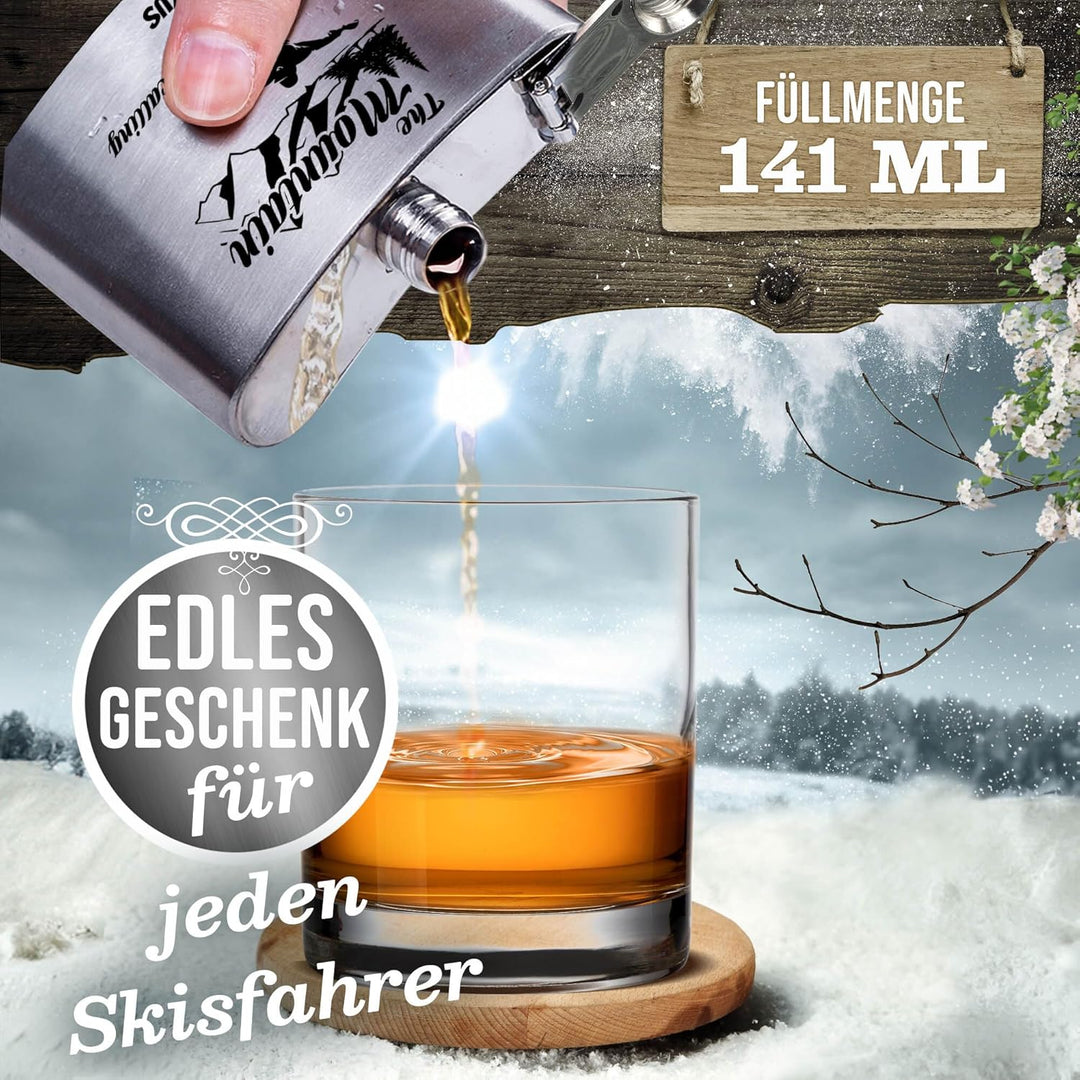 Print Royal Flachmann mit Gravur aus Edelstahl selbst gestalten - The Mountain is Calling! - mit Nam