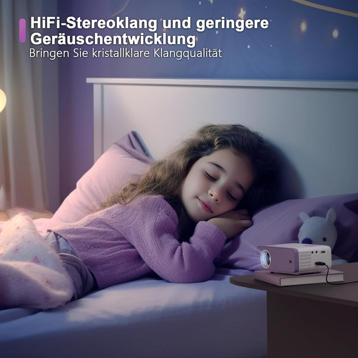 Mini Beamer, VOPLLS 18000L WiFi Bluetooth Beamer Full HD 1080P Unterstützt, Tragbar Video Projektor