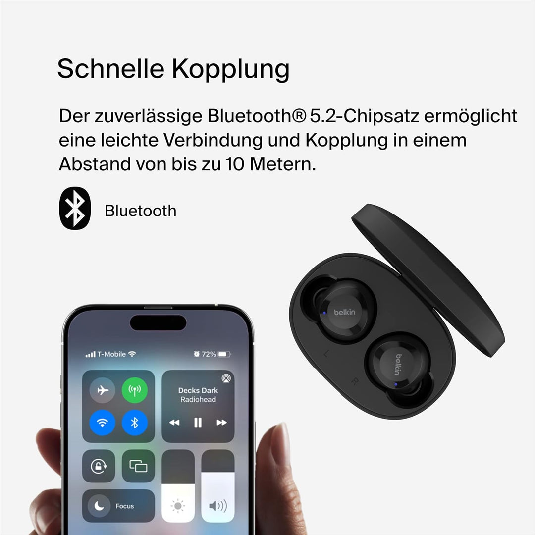 Belkin SoundForm Bolt True Wireless In-Ear-Kopfhörer, kabelloser Kopfhörer mit Mikrofon, Akkulaufzei