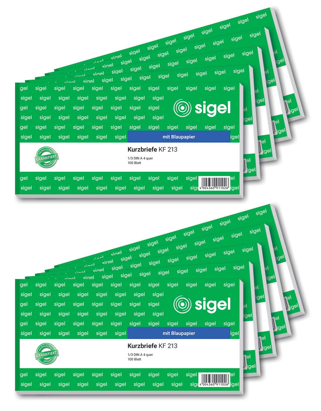 SIGEL KF213/10 Kurzmitteilung "Kurzbrief", 1/3 A4 quer, 10 Stück á 100 Blatt 10 Stück einfach, 10 St