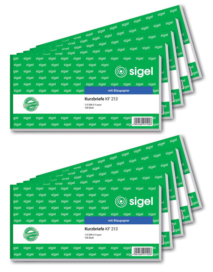 SIGEL KF213/10 Kurzmitteilung "Kurzbrief", 1/3 A4 quer, 10 Stück á 100 Blatt 10 Stück einfach, 10 St