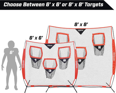 GoSports Football Trainer Throwing Net | Choose Between 8' x 8' or 6' x 6' Nets | Improve QB Throwin