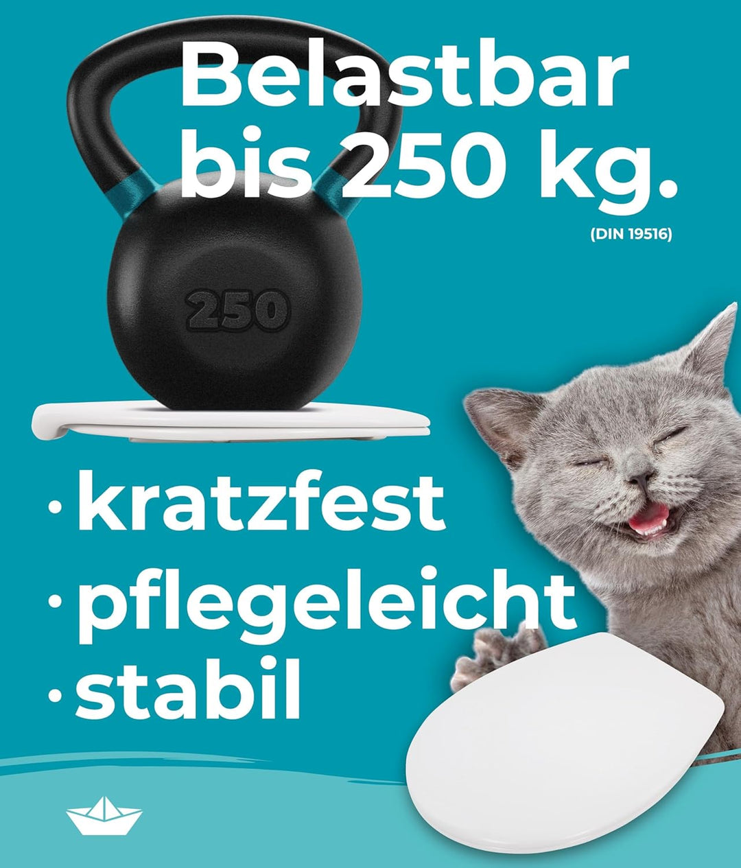 Calmwaters® Nachhaltiger Toilettendeckel, Made in EU, WC-Sitz mit Absenkautomatik, 100% recycelter K