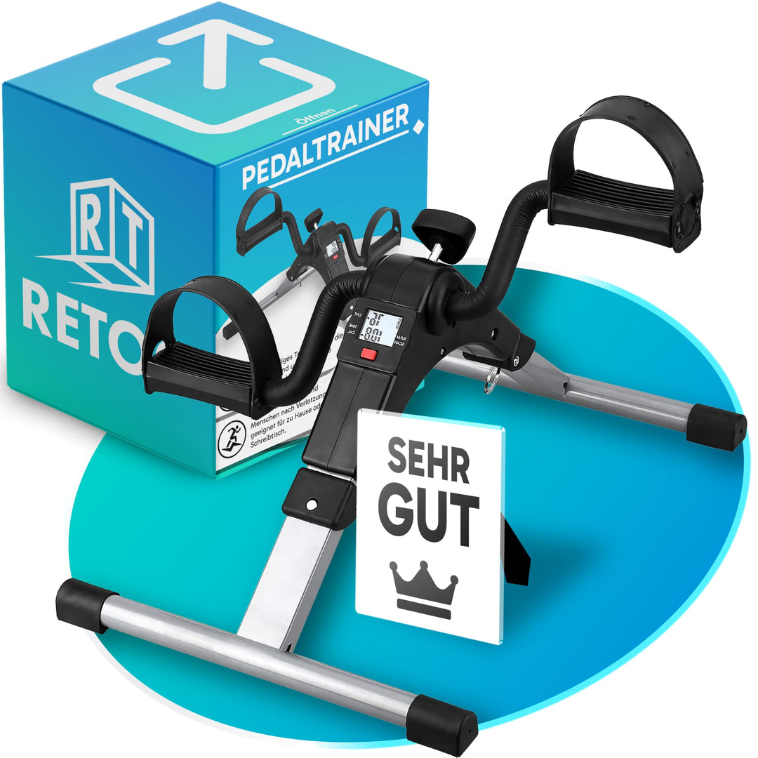 Retoo Pedaltrainer Mini Heimtrainer für Senioren – Leiser Arm- & Beintrainer mit LCD-Display, Einste