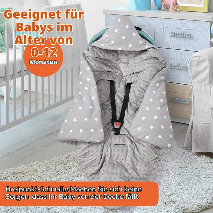 Einschlagdecke Und Strickmütze Set, Einschlagdecke Babyschale Decke Kinderwagen, universal Baby Baby