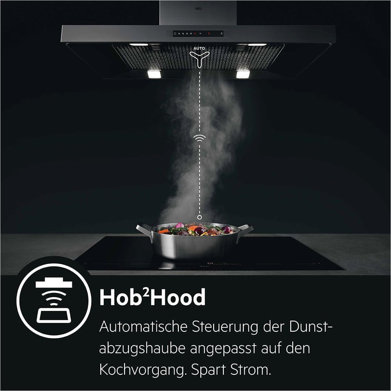 AEG IKB6431AXB Autarkes Kochfeld/Induktion/Hob²Hood / 60 cm/Edelstahlrahmen / 4 Kochzonen/Powerfunkt