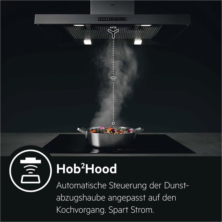 AEG IKB64431XB Autarkes Kochfeld/Induktion/Hob²Hood/Slider-Bedienung / 60 cm/Edelstahlrahmen / 4 Koc