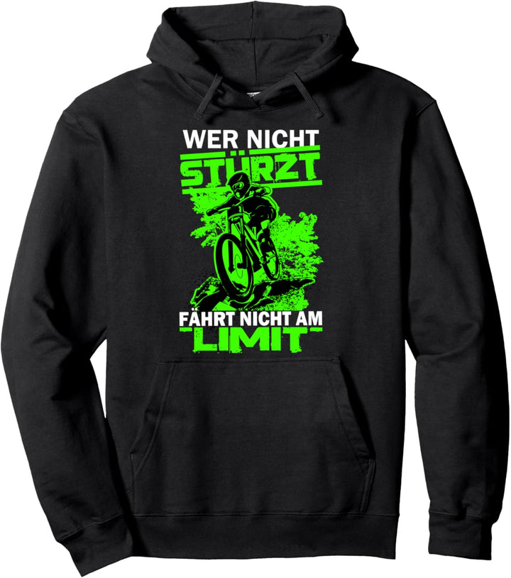 Downhill Jungen MTB Wer Nicht Stürzt Fährt Nicht Am Limit Pullover Hoodie