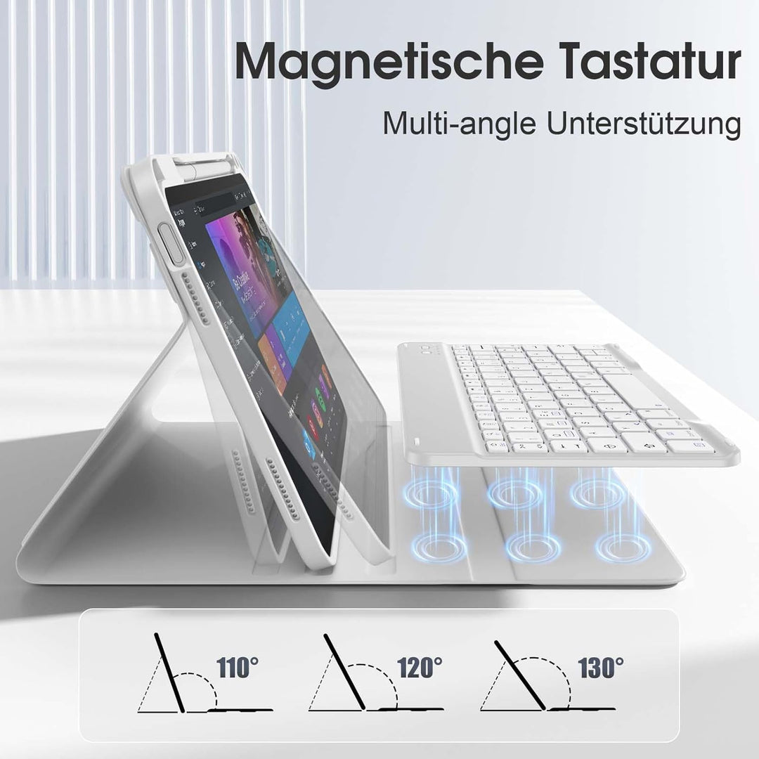 Vobafe Hülle mit Tastatur für iPad A16 11/10 Generation (2025/2022, 10,9/11 Zoll), Magnetisch Abnehm