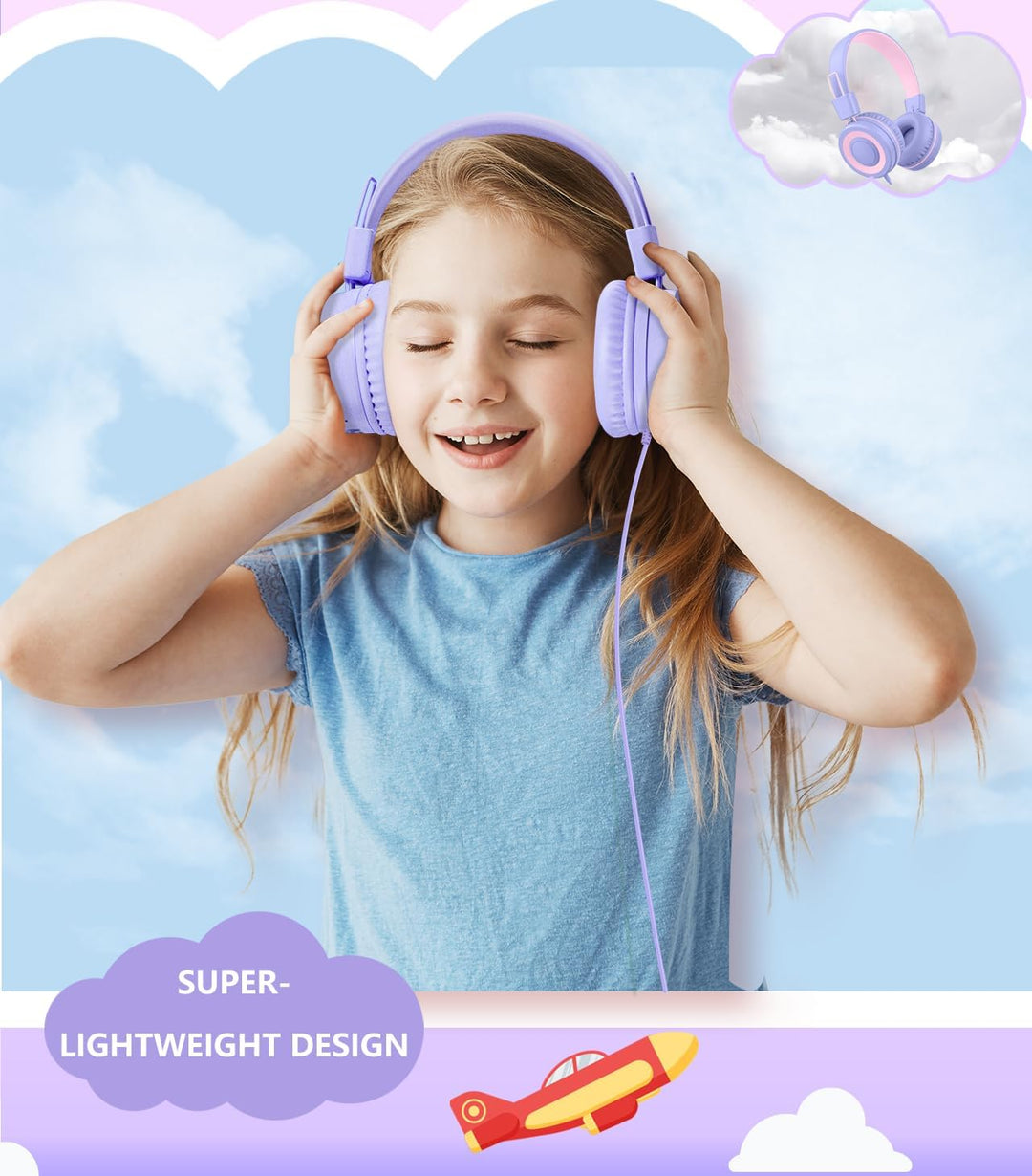 Upgrade USB Typ C Kinder Kopfhörer für die Schule, 94 dB sichere Lautstärke begrenzt, HD-Stereo-Soun