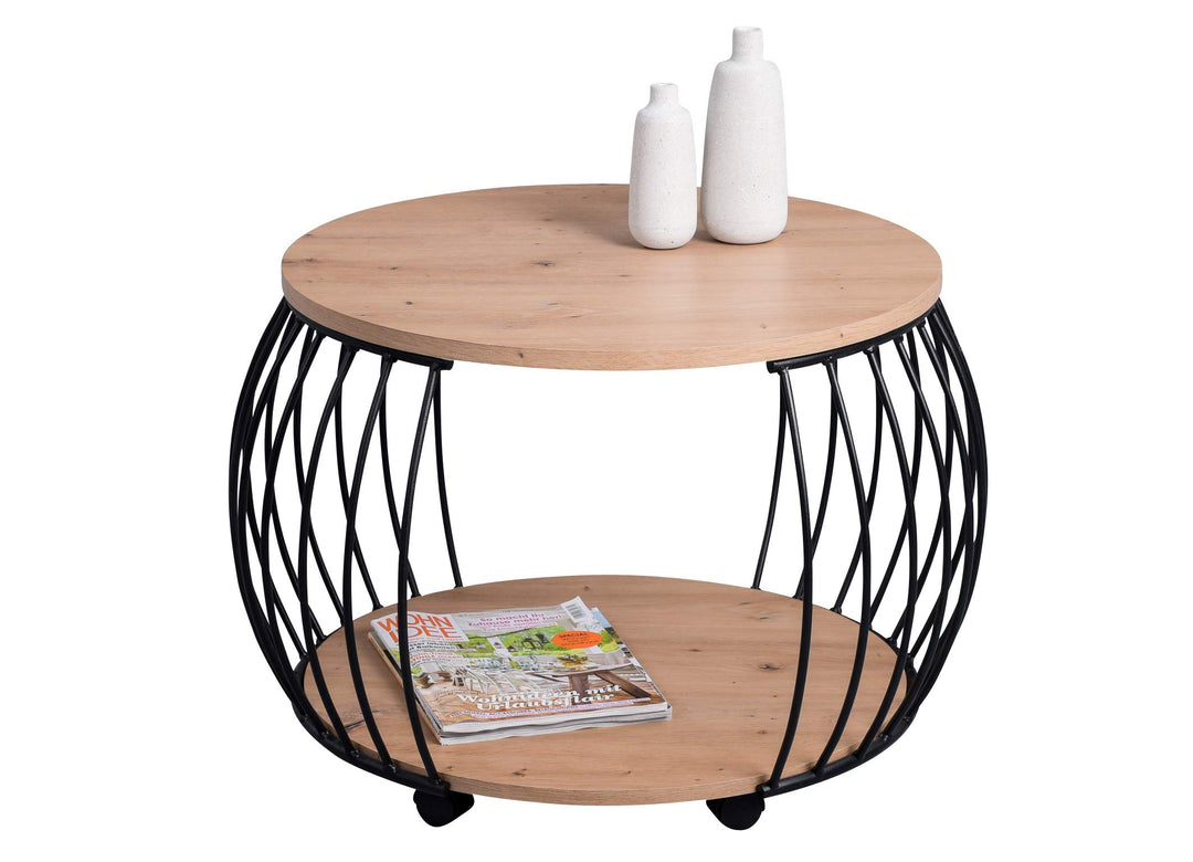 HomeTrends4You Peking 1 Couchtisch/Sofatisch, MDF, Höhe 47cm, Durchmesser 60cm Peking 1, Artisaneich