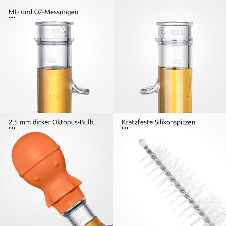 U-Taste 109℃ Hitzebeständige Grosse Abgewinkelte Bratenspritze Tritan Putenfleisch-Fettpipette mit S