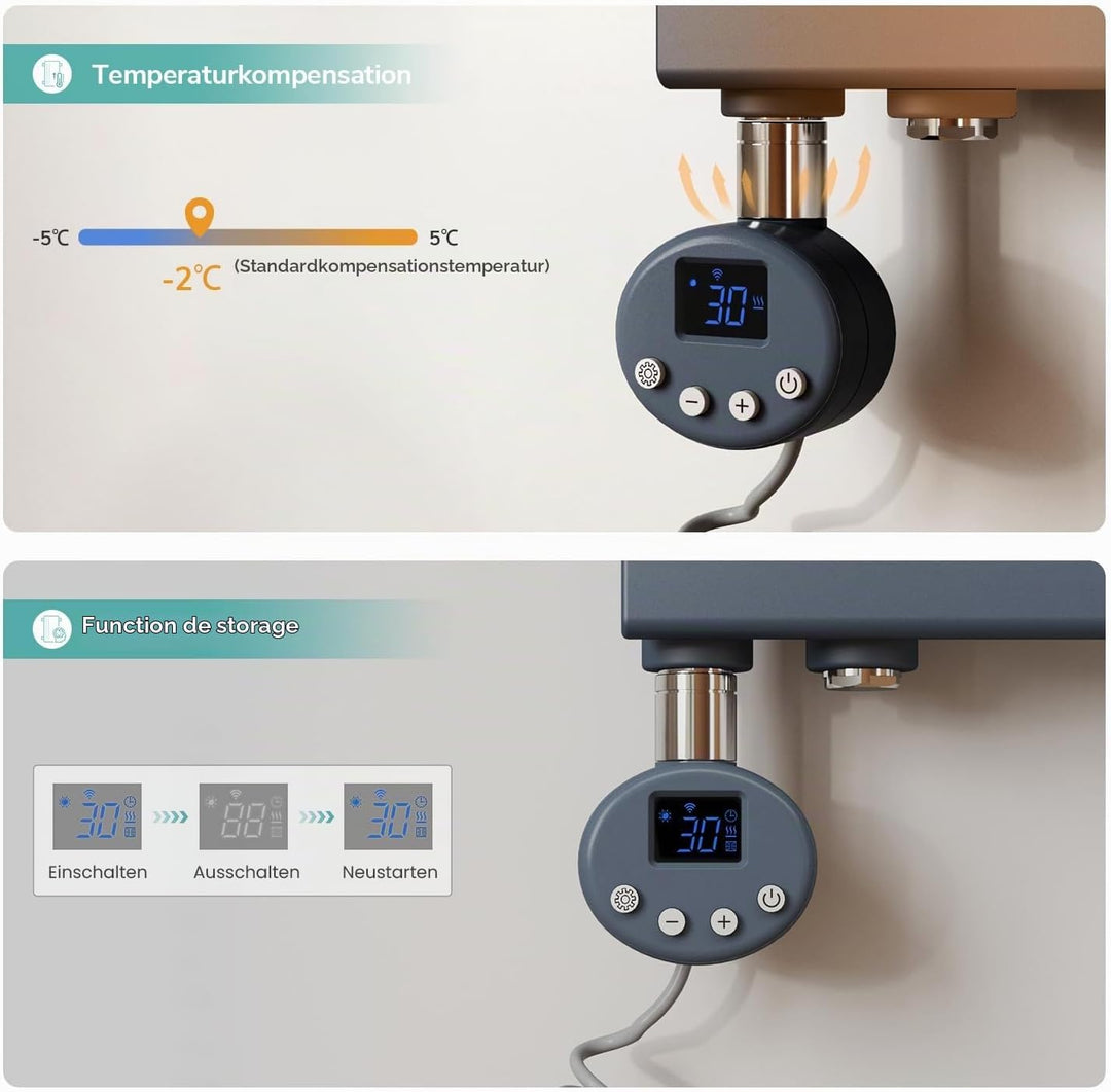 EMKE WiFi Handtuchheizkörper Elektrisch 1599x400 mm - Flach Badheizkörper Elektrisch, Elektrischer H