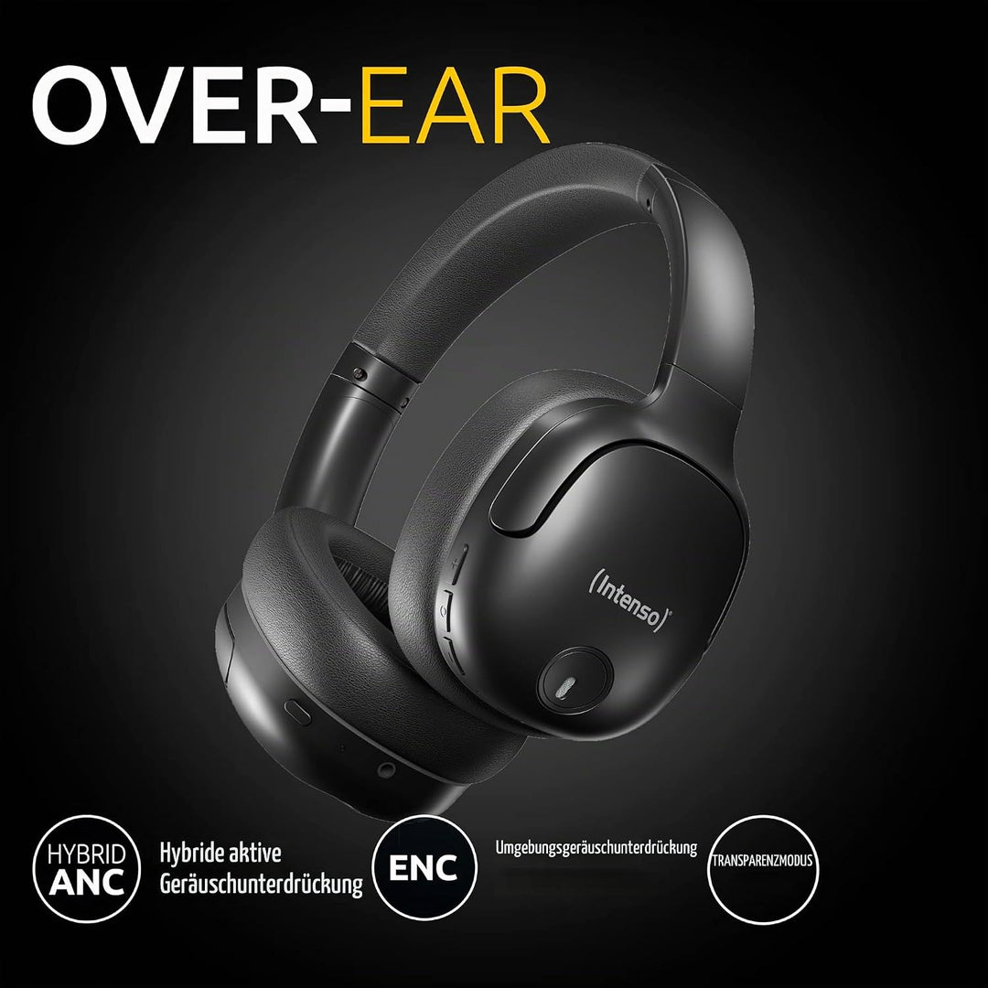 Intenso O400HA Over-Ear Kopfhörer - Hybrid Active Noise Cancelling, bis zu 75 Stunden Laufzeit und B