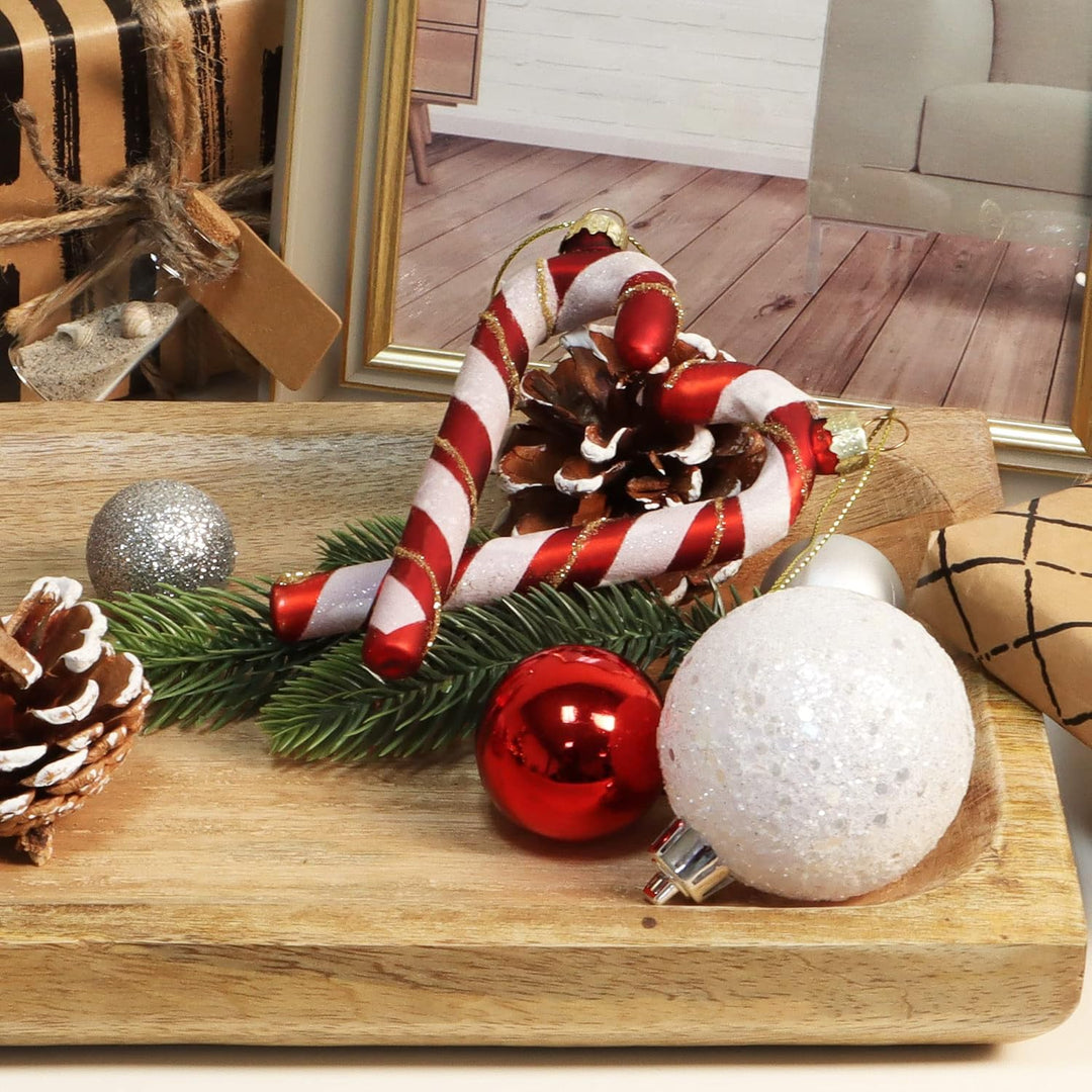 com-four® 6X Christbaumanhänger Zuckerstange - Christbaumschmuck zum Anhängen - Weihnachtskugel in Z