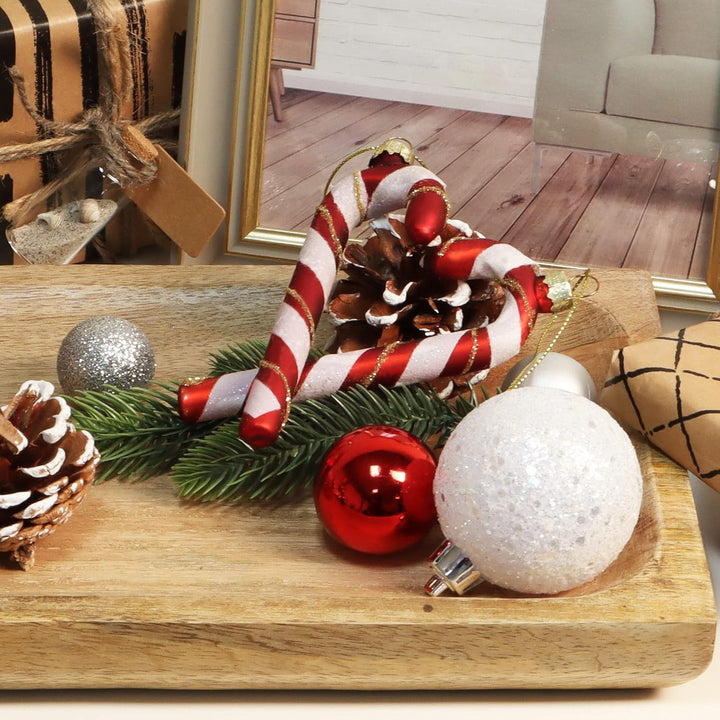com-four® 6X Christbaumanhänger Zuckerstange - Christbaumschmuck zum Anhängen - Weihnachtskugel in Z