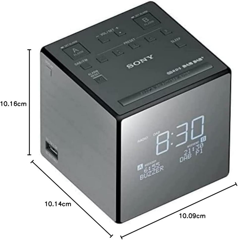 Sony XDR-C1DBP Uhrenradio (DAB/DAB+, digitalem Radioempfang, grosse Uhranzeige mit Helligkeitssteuer