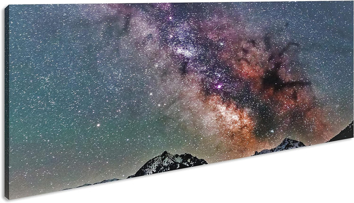 Hoch über den Bergen Panorama 80x40 cm als Leinwandbild, Motiv fertig gerahmt auf Echtholzrahmen, Ho