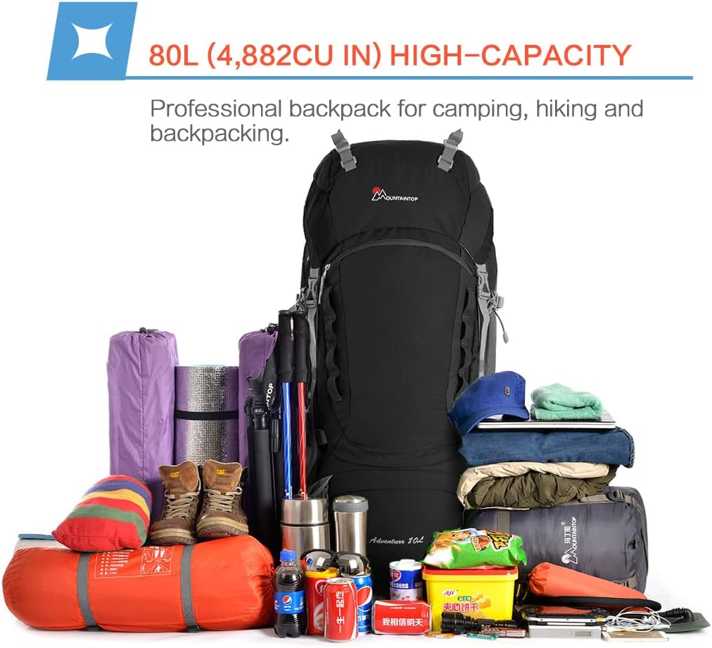 Mountaintop Trekkingrucksack 55L/80L Wanderrucksack Herren Damen Reiserucksack Grosser Rucksack mit