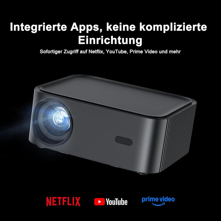 4K Smart Beamer mit integrierter Netflix-App, HAPPRUN Heimkino Projektor mit Autofokus, Dolby Audio