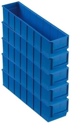 SparSet 5x Blaue Industriebox 400 S | HxBxT 8,1x9,1x40cm | 2,2 Liter | Sichtlagerkasten, Sortimentsk
