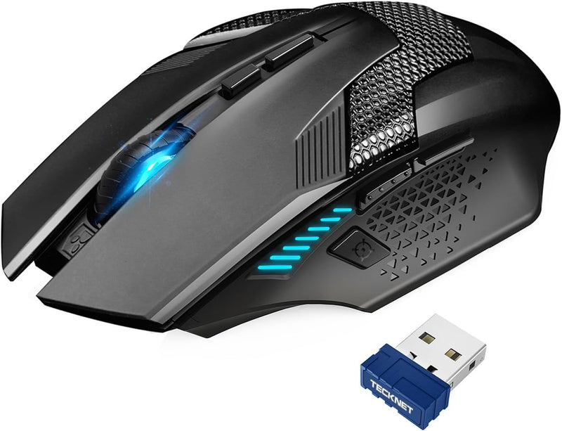 TECKNET Kabellose Gaming Maus, Raptor 2.4G Spieletauglichen Wireless Gamer Maus 8 Tasten, 4800 DPI,