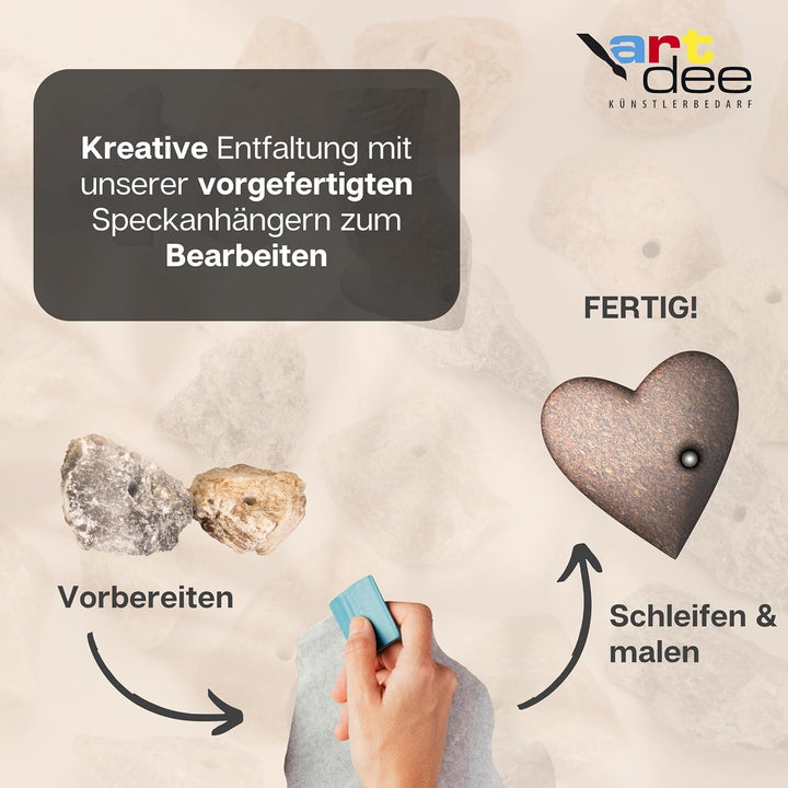 artdee® Speckstein Amulettsteine (10er Set) mit Loch – Asbestfreie Rohlinge zum Schnitzen & Basteln