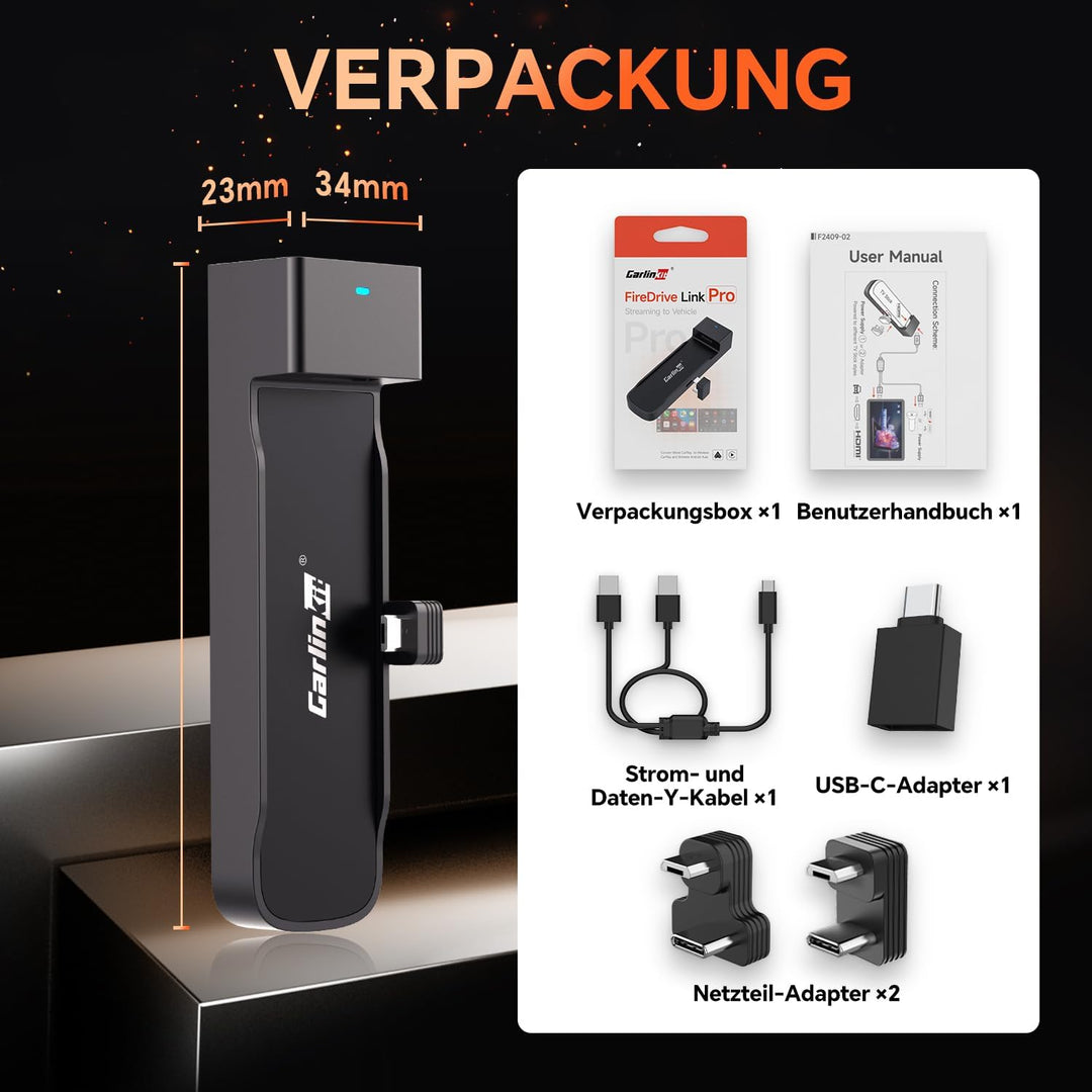 Carlinkit FireDrive Link Pro – TV-Stick-zu-CarPlay-Adapter, wandelt kabelgebundenes CarPlay in HDMI