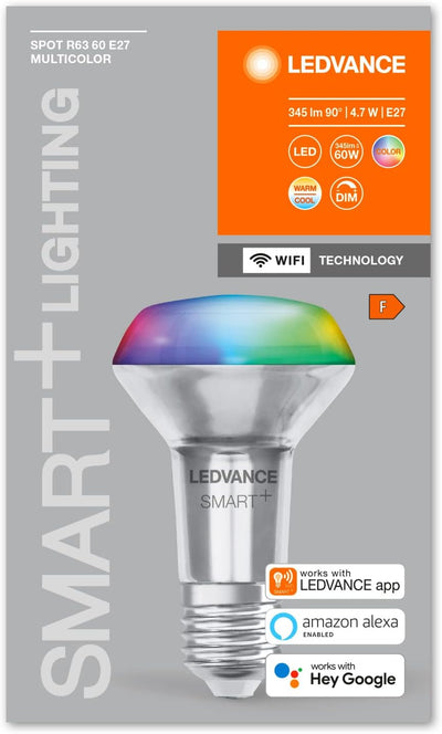 LEDVANCE Smarte LED R63 Spotlampe mit Wifi Technologie, E27, RGB-Farben & Lichtfarbe änderbar, Refle