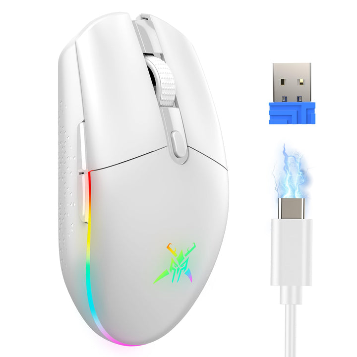 TECKNET Kabellose Gaming-Maus, RGB 2.4G/USB-C Kabelgebundene Gaming-Maus, 8000 DPI Wiederaufladbar,