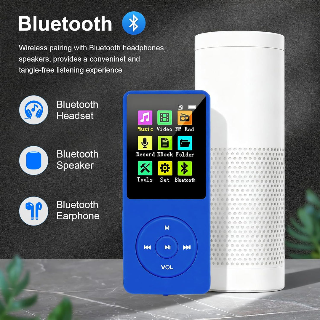 128 GB MP3-Player mit Bluetooth 5.0, COVVY Tragbarer digitaler Musikplayer mit integriertem HD-Lauts