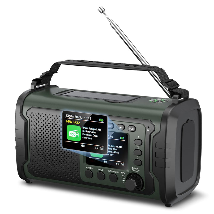27000mAh DAB+/FM Notfallradio mit Powerbank – Tragbares Solar- & Kurbelradio mit Bluetooth 5.3, SOS,