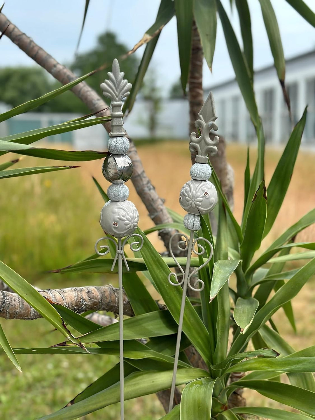 Metall Stecker FRANZÖSISCHE Lilie 2Stück 100cm Gartenstecker Blumenstecker Gartendeko