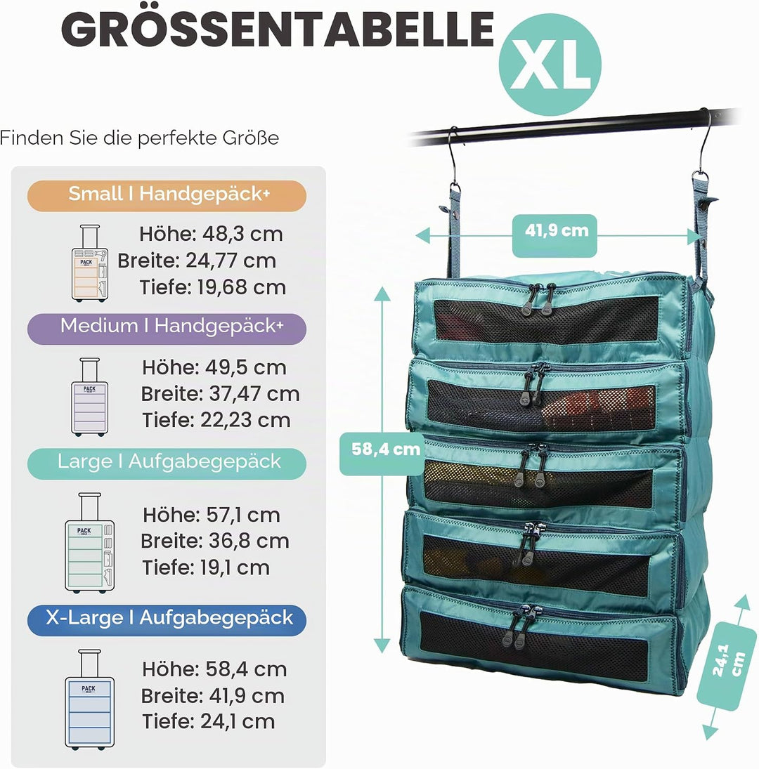 Pack Gear Koffer-Organizer zum Aufhängen, Reiseutensilien, Faltbare Packwürfel, gross oder Handgepäc