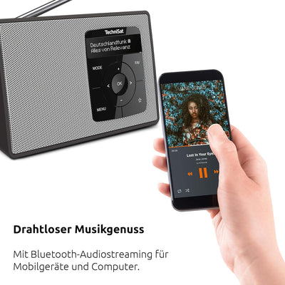 TechniSat DIGITRADIO 2 - Tragbares DAB+/UKW-Radio mit Akku (mit Bluetooth Audiostreaming, Weckfunkti