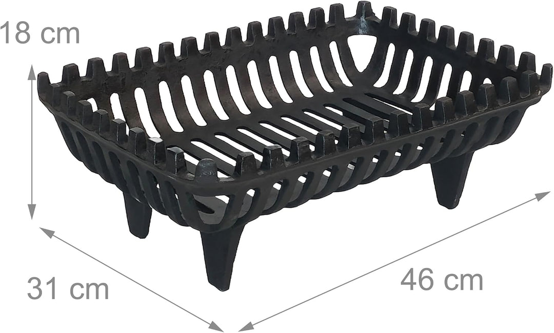 Relaxdays Kaminrost, Feuerbock für Kamin, HBT: 18 x 46 x 31 cm, massiv, schwer, Feuerrost mit Füssen