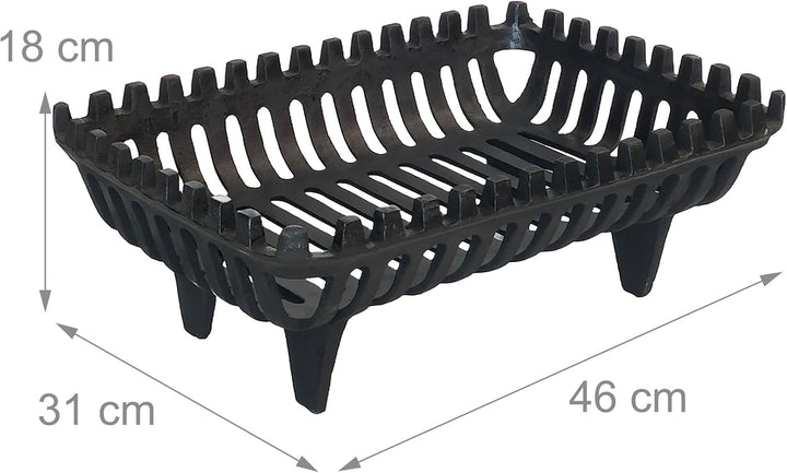 Relaxdays Kaminrost, Feuerbock für Kamin, HBT: 18 x 46 x 31 cm, massiv, schwer, Feuerrost mit Füssen