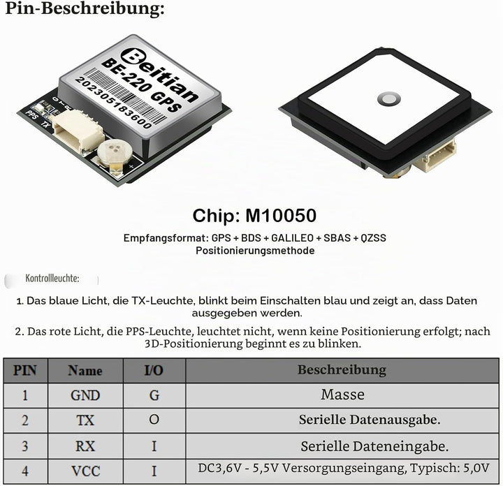 Geekstory BE-220 GPS Module with Flash Navigation TTL Level 38400bps for Arduino Raspberry Pi Aircra
