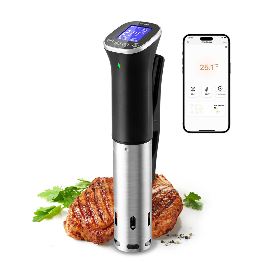Sous Vide, Sous Vide Stick ISV-300W WLAN Professioneller Küchenroner, 0-90℃ Niedertemperaturgaren |