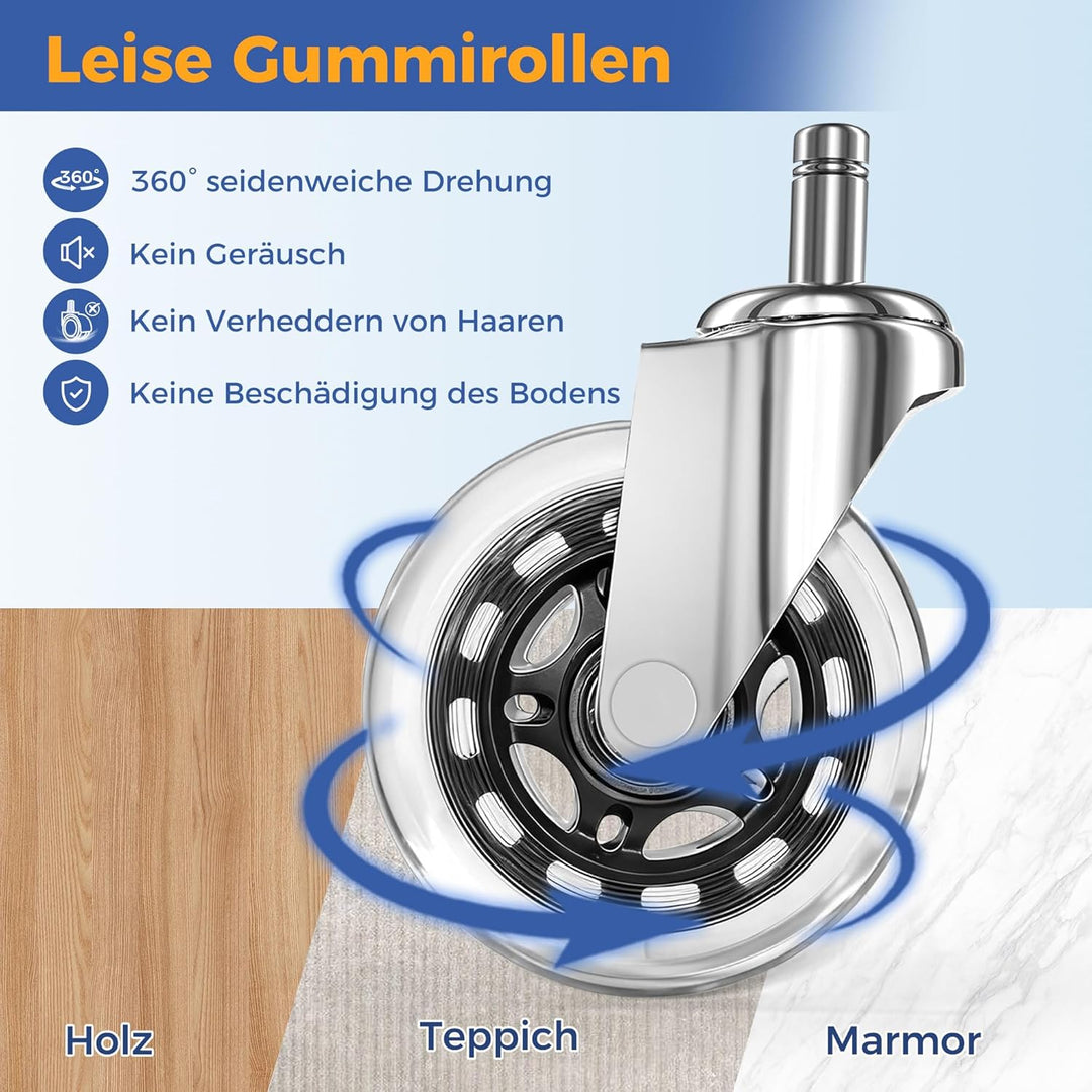 ANWBROAD Sattelhocker mit Rollen 360° Drehhocker Silent-Rollen höhenverstellbar Rollhocker bis 205 k