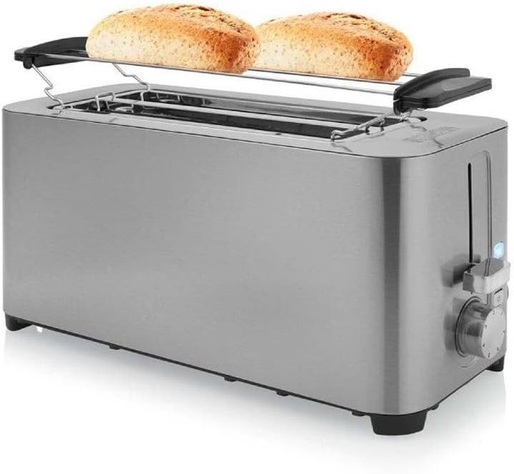 Princess 142402 Steel Toaster 2 Langer Schlitz - 7 einstellbare Stufen - 1400 W 4 Toasts Langer Schl