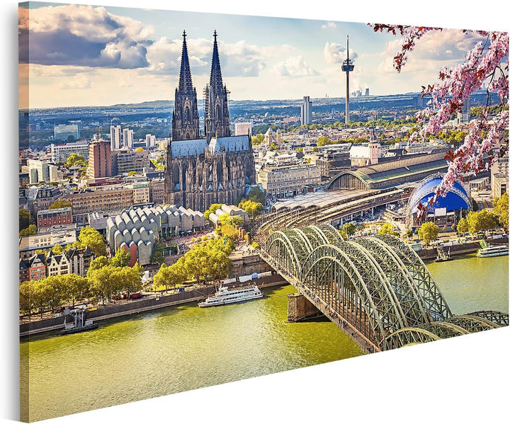 islandburner Bild auf Leinwand Luftbild Von Köln Bilder Wandbilder Poster Leinwand 100x57cm, Leinwan