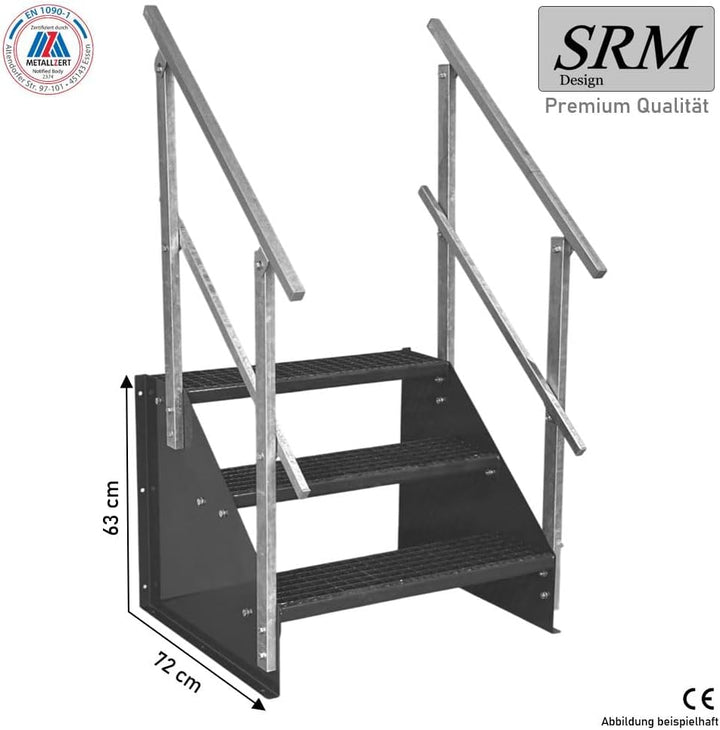 SRM Design 3 Stufen Stahltreppe Wangentreppe Gitterrosttreppe Aussentreppe Industrietreppe Treppe Br